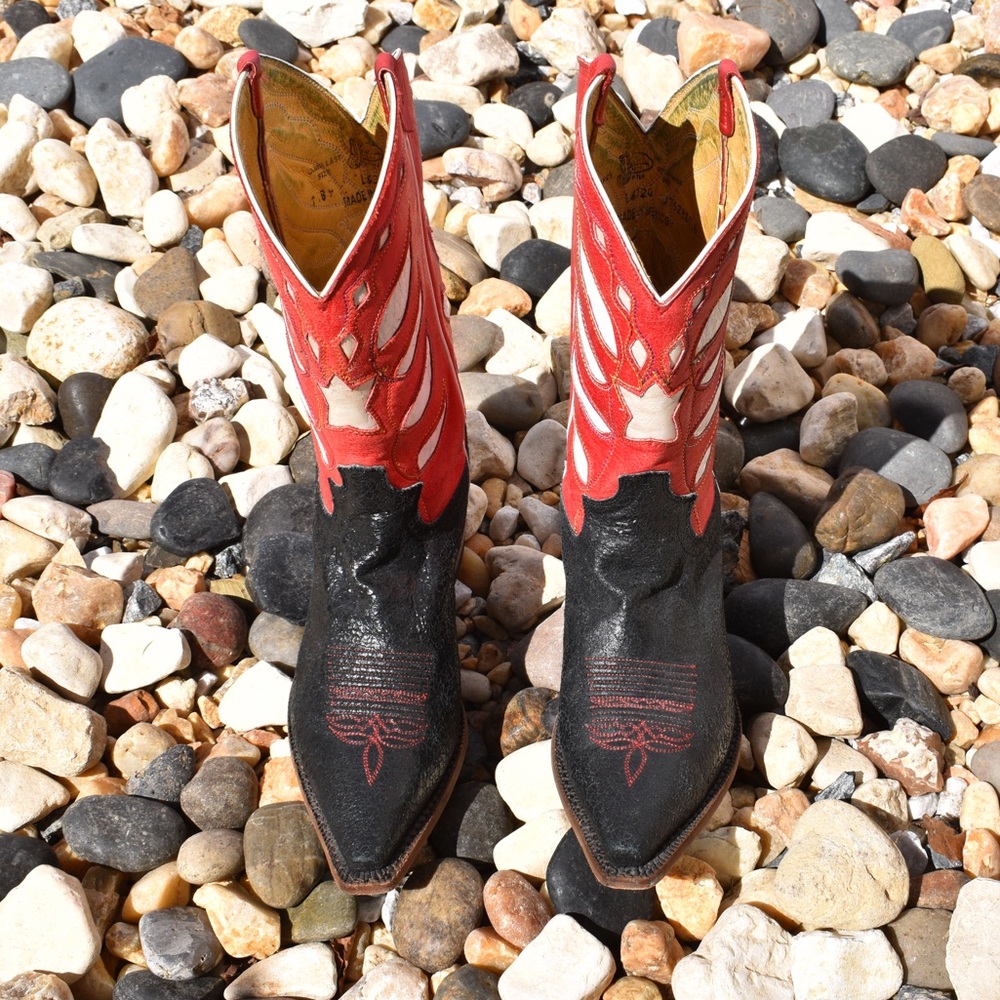 Justin Vintage Western Cowboy Boot Red & Black 7.5
